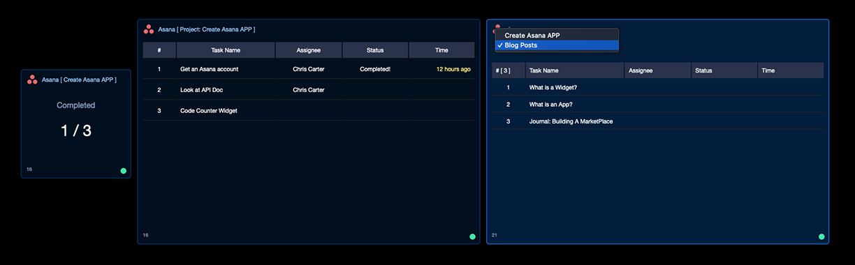 Asana Widgets